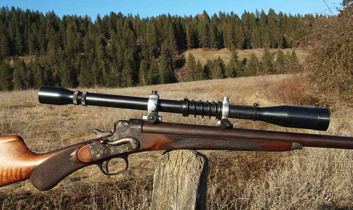 The Remington Hepburn rifle was shot with a J. Unertl Optical Company 10x scope from the same period as the Hoffman barrel. Unertl optics opened shop in 1928 and are considered top-tier.